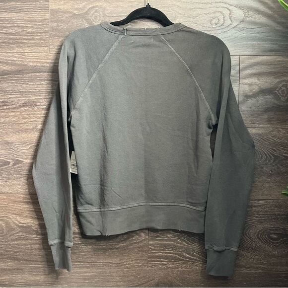 AE 77 by American Eagle Distressed Waist-Length Crewneck Sweatshirt Grey/Blk-NWT - Picture 2 of 7